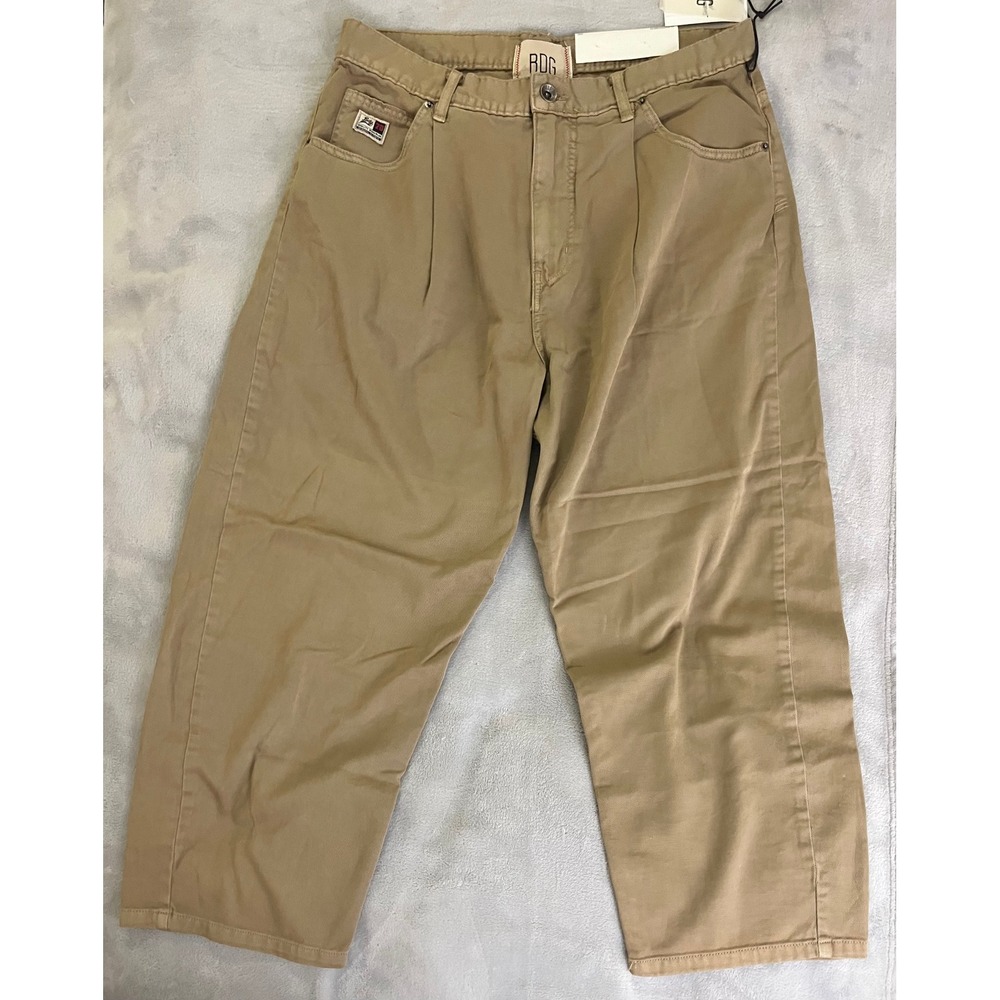BDG Urban Outfitters Size 34 Pleated Dad Fit Pants Khaki Tan Wide Leg Trousers